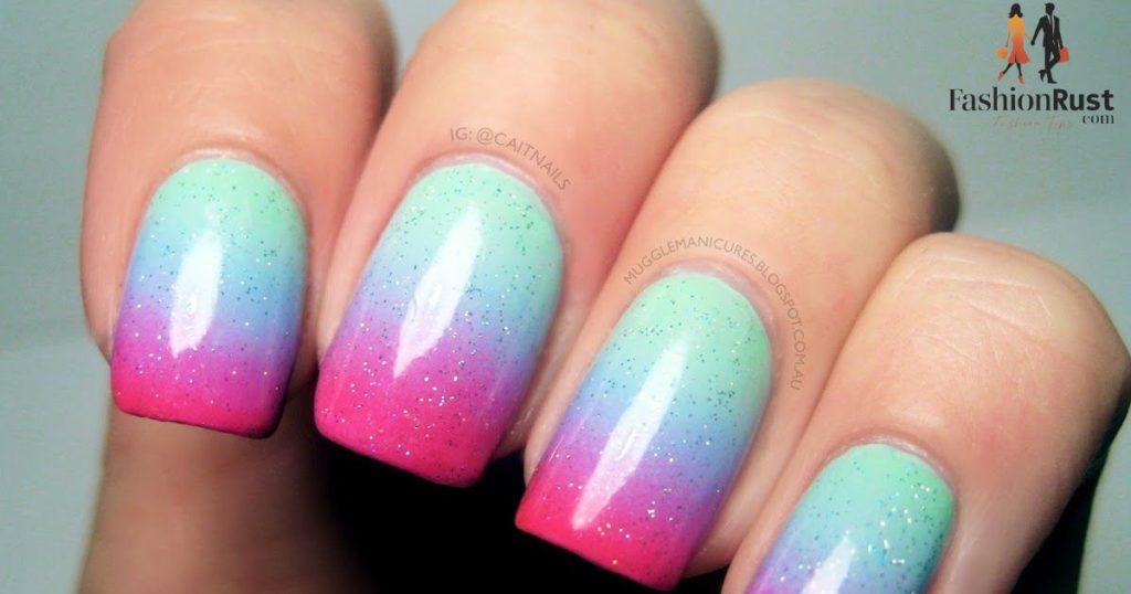 Pastel Flower Ombre Nails